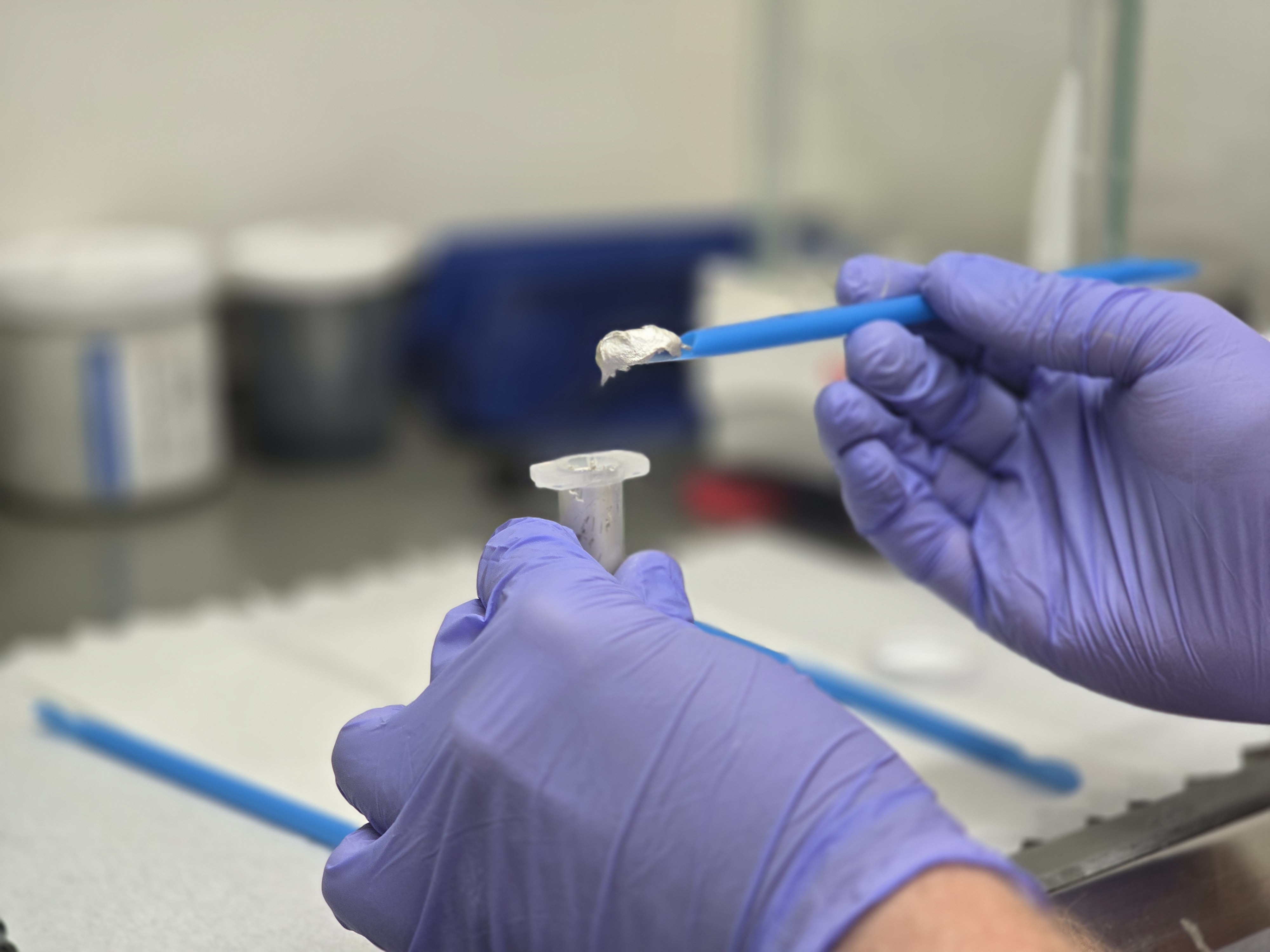 Filling conductive silver ink into syringe
